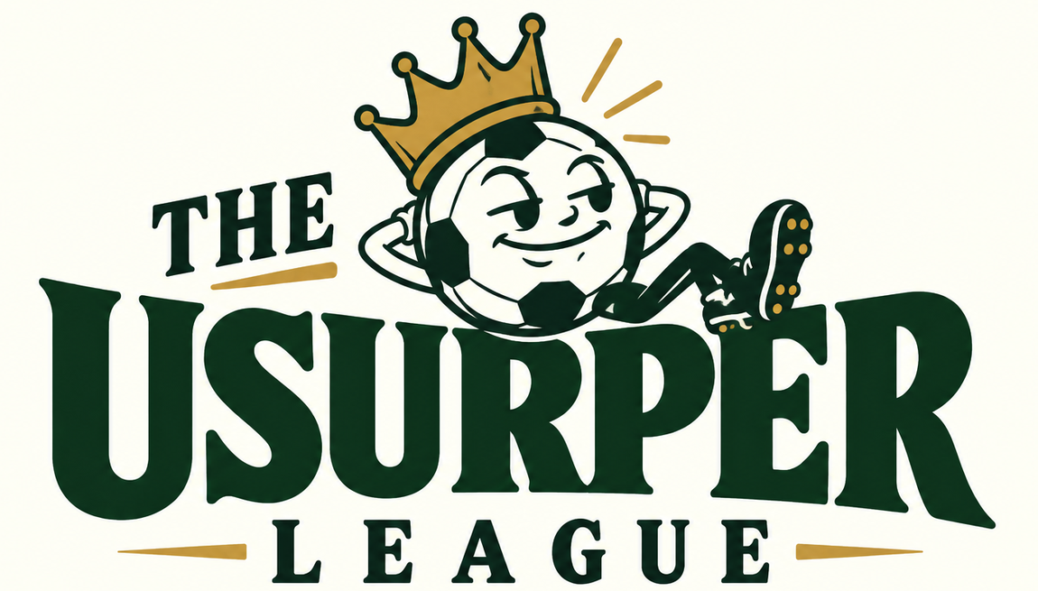 The Usurper League — crowned football mascot and vintage wordmark
